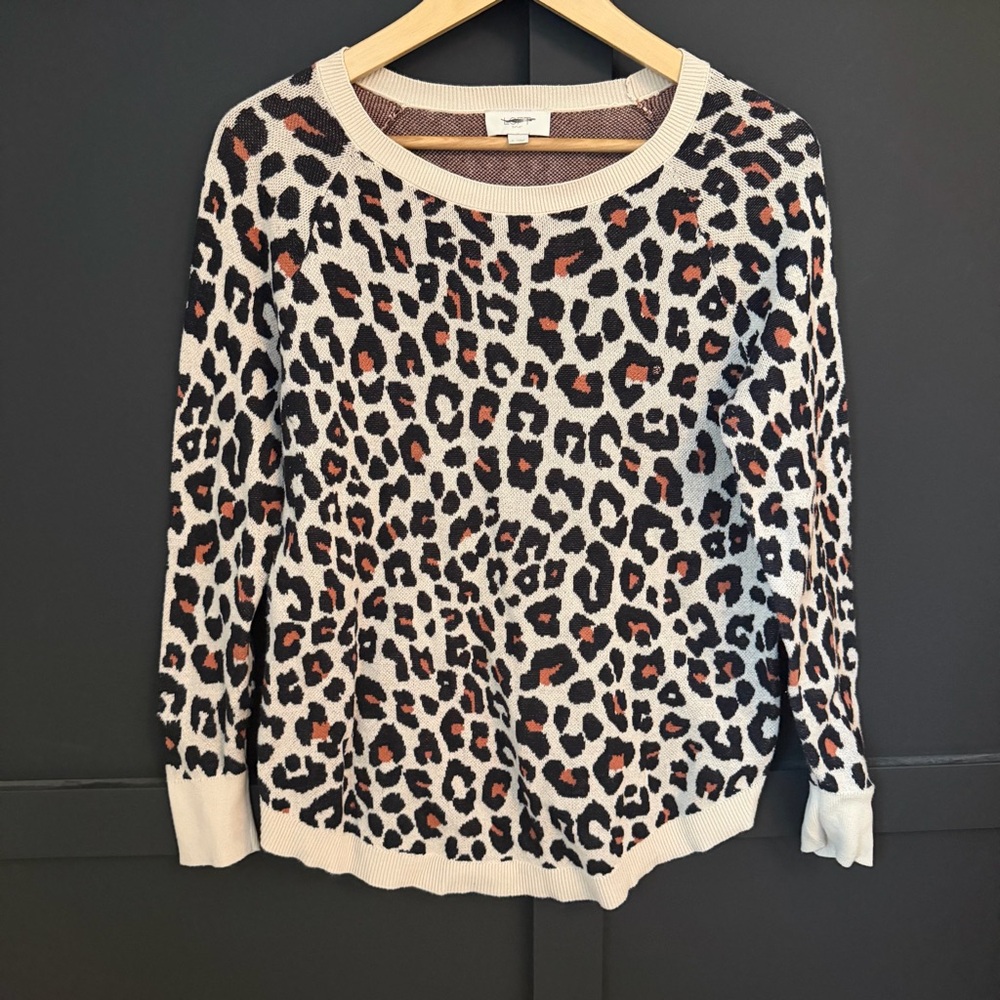 Loft 100% Cotton Size Small Leopard Print Sweater Lightweight